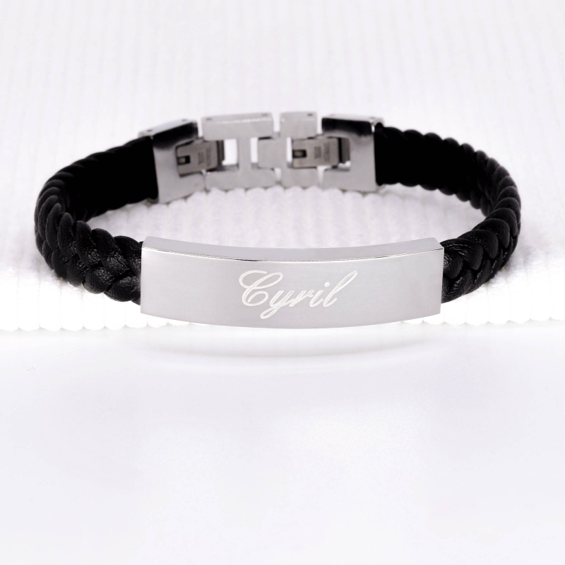 Bracelet homme marin acier et cuir br37677 Destockage Grossiste